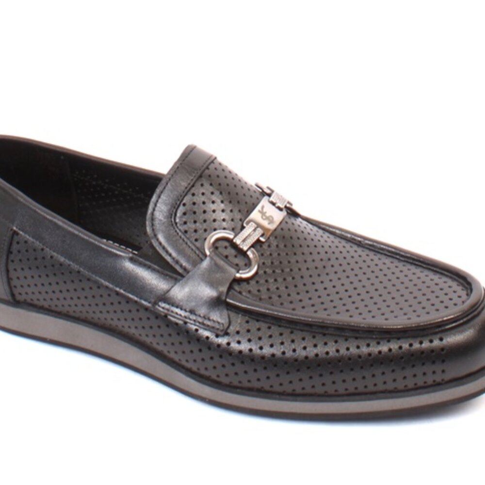 ROBERTO SERPENTINI 754a Black Leather Moccasins Loafers Shoes